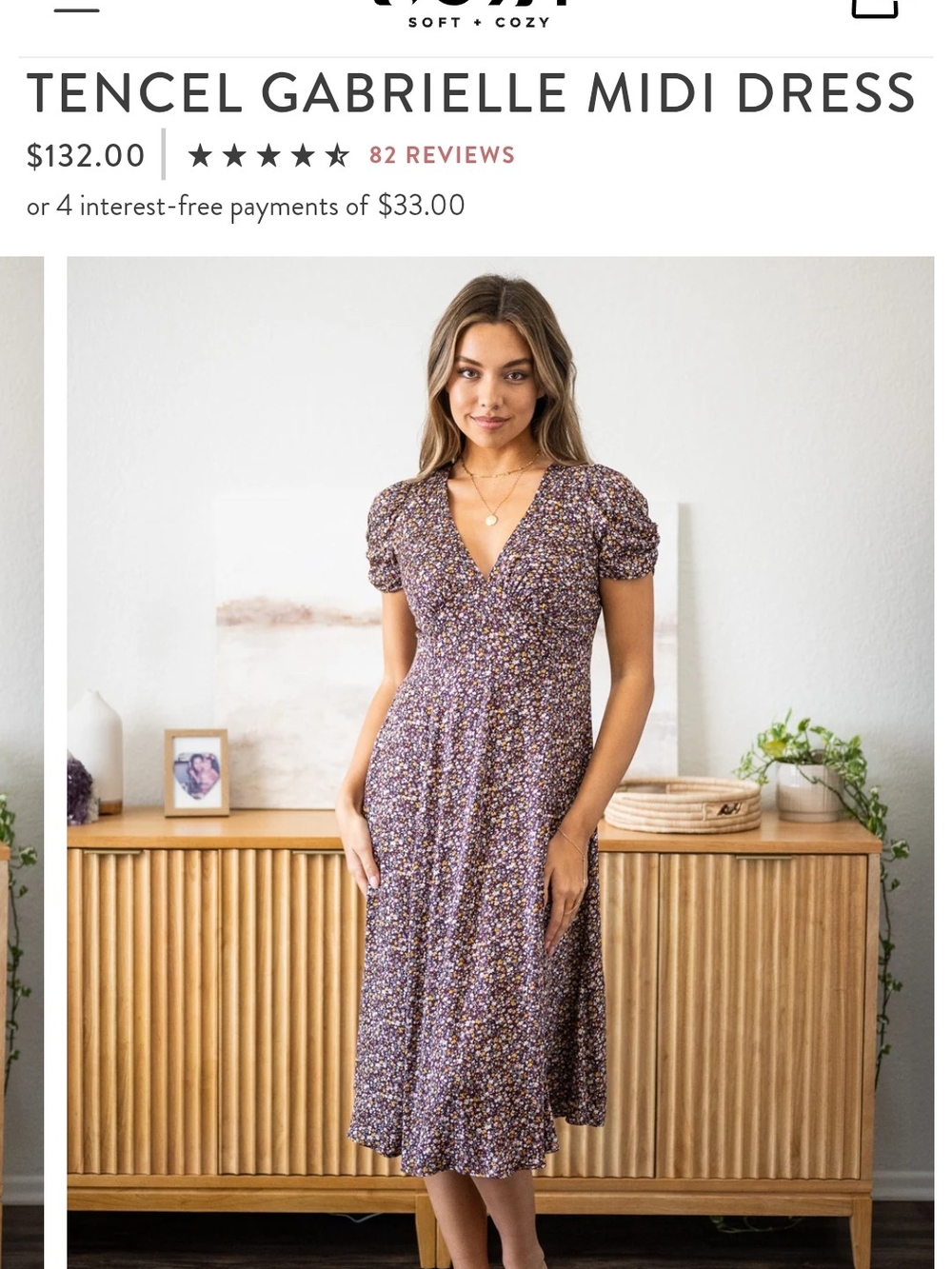 Tencel Floral Midi Dress in Purple